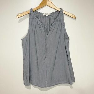 Loft Striped Razorback blue tank top, v-neck tie strap Size MP
